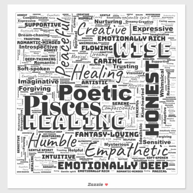 Pisces Zodiac Word Cloud Inspiration Vinyl (Sheet)