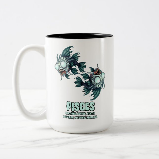 Pisces Zombie Two-Tone Coffee Mug (Left)