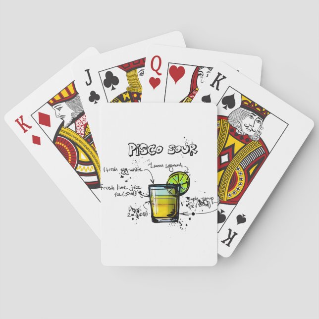 Pisco Sour Cocktail Recipe Playing Cards (Back)