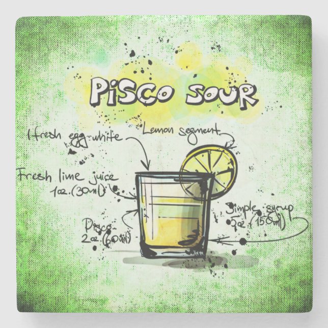 Pisco Sour Drink Recipe Stone Coaster (Front)