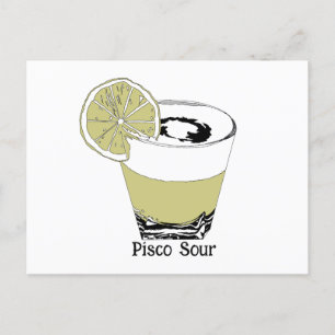 Pisco Sour Illustration Postcard