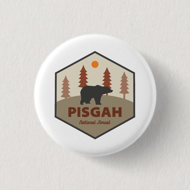Pisgah National Forest Bear 3 Cm Round Badge (Front)