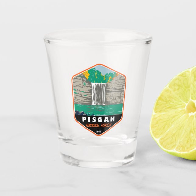 Pisgah National Forest North Carolina Emblem Shot Glass (Front)