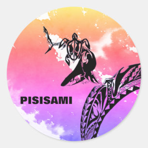 Pisisami Turtle and Shark Round Sticker