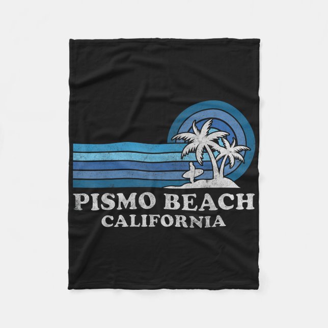 Pismo Beach California Family Summer Vacation Vint Fleece Blanket (Front)