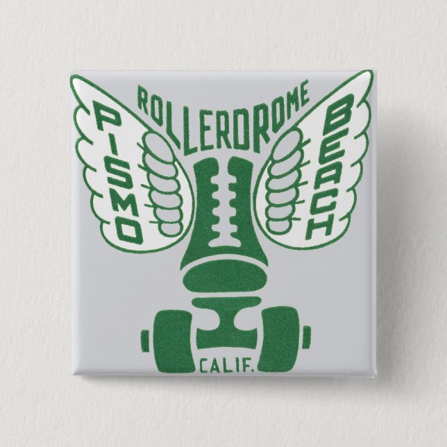Pismo Beach California Rollerskate Design 15 Cm Square Badge (Front)