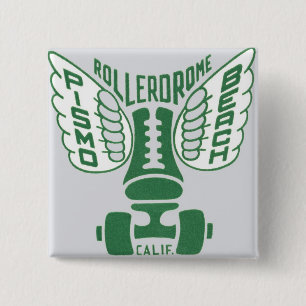 Pismo Beach California Rollerskate Design 15 Cm Square Badge