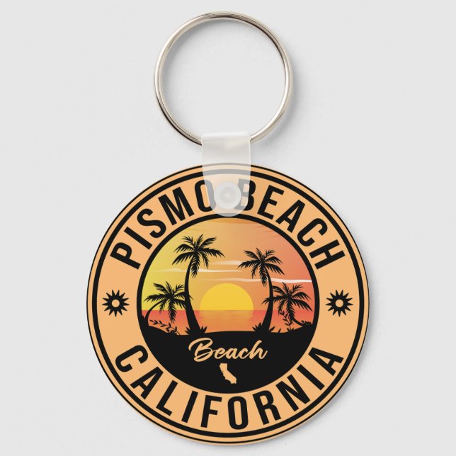 Pismo Beach California Sunset Vacation Souvenirs Key Ring (Front)