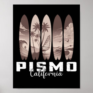 Pismo Beach California Surfboard Men Women Surfing Poster