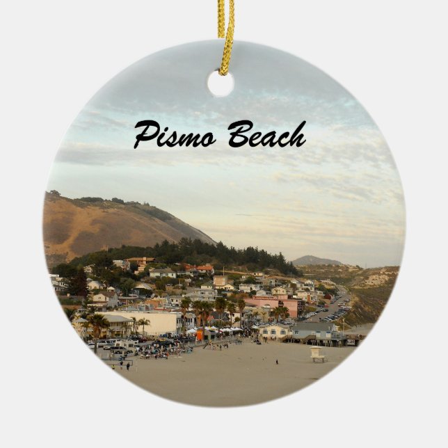 Pismo Beach California Travel Photo Ceramic Tree Decoration (Front)
