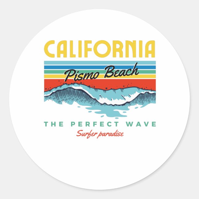 Pismo Beach Classic Round Sticker (Front)