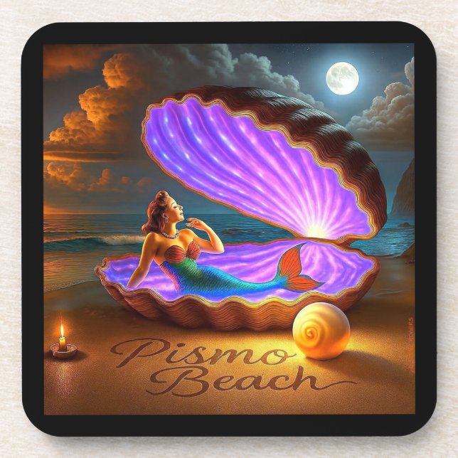 PISMO BEACH MERMAID. SERIES 1 NUMBER 2.  COASTER (Front)