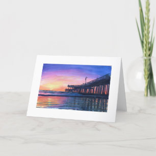 "Pismo Beach Pier"  SUNSET Greeting Card & Stamps