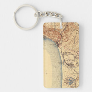 Pismo Beach Vintage Map Key Ring