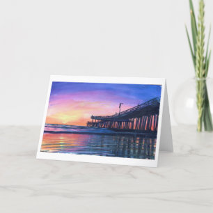 Pismo Pier Original Watercolor Blank Greeting Card