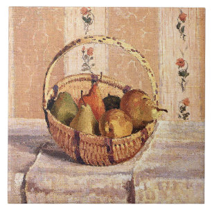 Pissarro - Apples and Pears in a Round Basket, Ceramic Tile