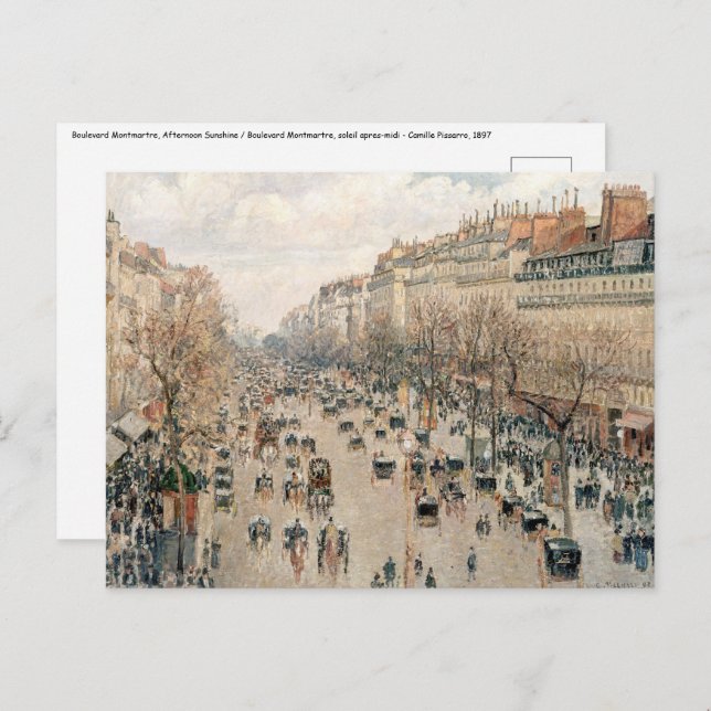 Pissarro - Boulevard Montmartre, Afternoon Sun Postcard (Front/Back)