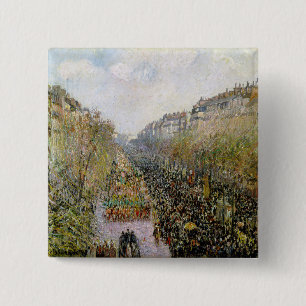Pissarro - Boulevard Montmartre, Mardi Gras 15 Cm Square Badge