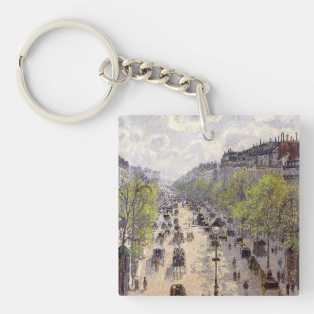 Pissarro - Boulevard Montmartre, Spring Key Ring (Front)