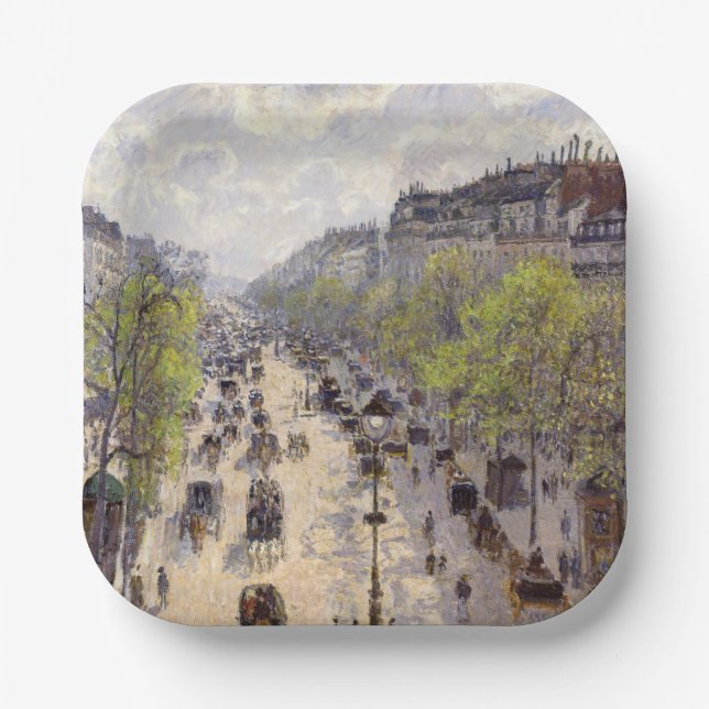 Pissarro - Boulevard Montmartre, Spring Paper Plate (Front)