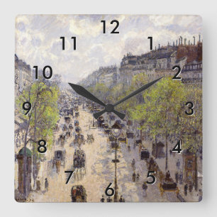Pissarro - Boulevard Montmartre, Spring Square Wall Clock