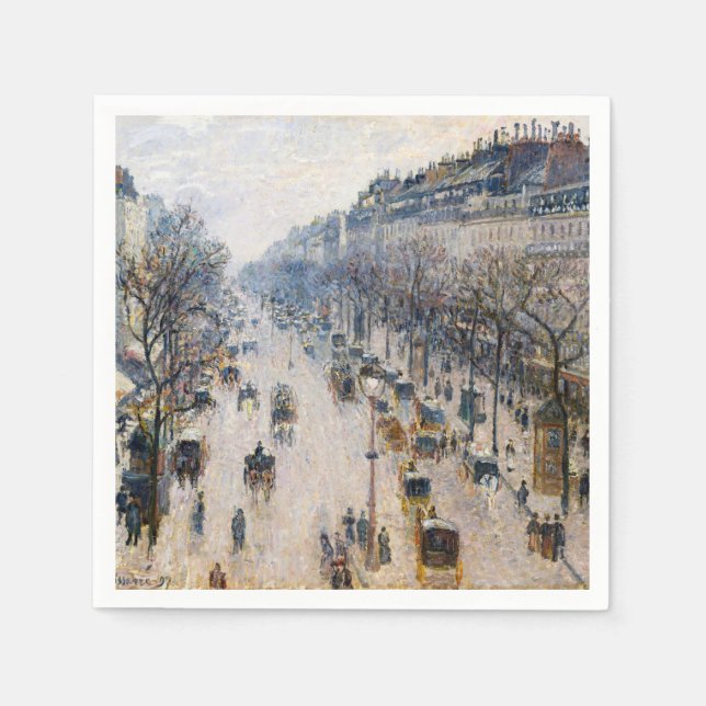 Pissarro - Boulevard Montmartre, Winter Morning Napkin (Front)
