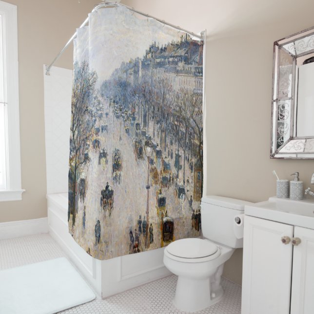 Pissarro - Boulevard Montmartre, Winter Morning Shower Curtain (In Situ)
