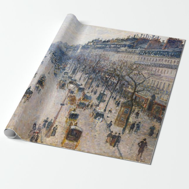 Pissarro - Boulevard Montmartre, Winter Morning Wrapping Paper (Unrolled)