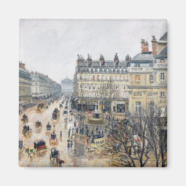 Pissarro - French Theatre Square, Paris, Square Magnet (Front)