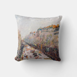 Pissarro - Montmartre, Mardi Gras on the Boulevard Cushion