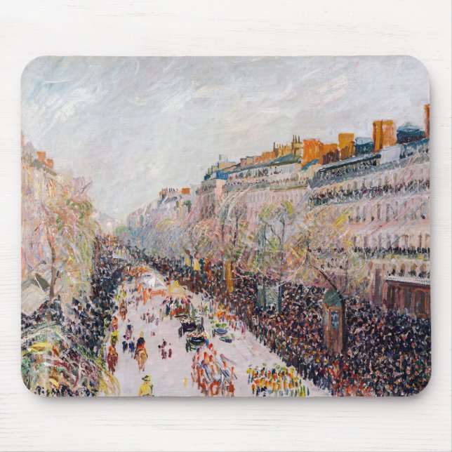 Pissarro - Montmartre, Mardi Gras on the Boulevard Mouse Pad (Front)