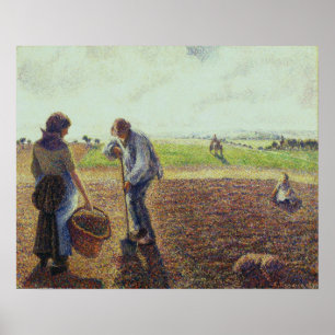 Pissarro - Peasants In The Fields Eragny 1890 Poster