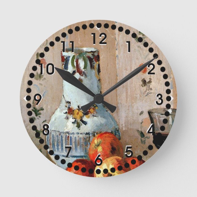 Pissarro: Still Life with Apples and Pitcher Round Clock (Front)