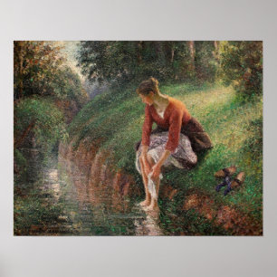 Pissarro - Young Woman Bathing Her Feet 1895 Poster