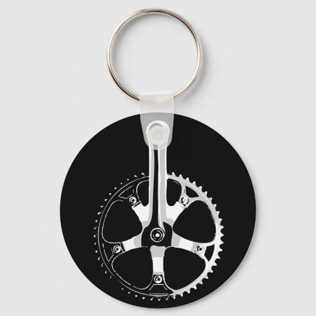 Pista Bicycle Crankset - white on black Key Ring (Front)