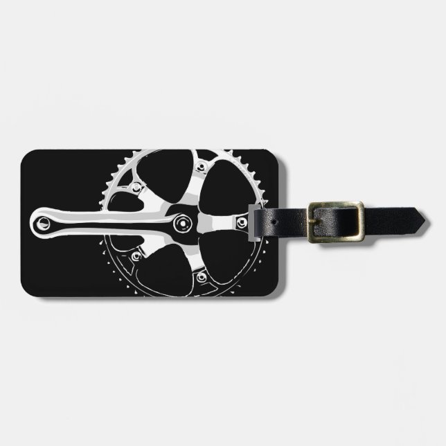 Pista Bicycle Crankset - white on black Luggage Tag (Front Horizontal)