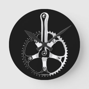 Pista Bicycle Crankset - white on black Round Clock