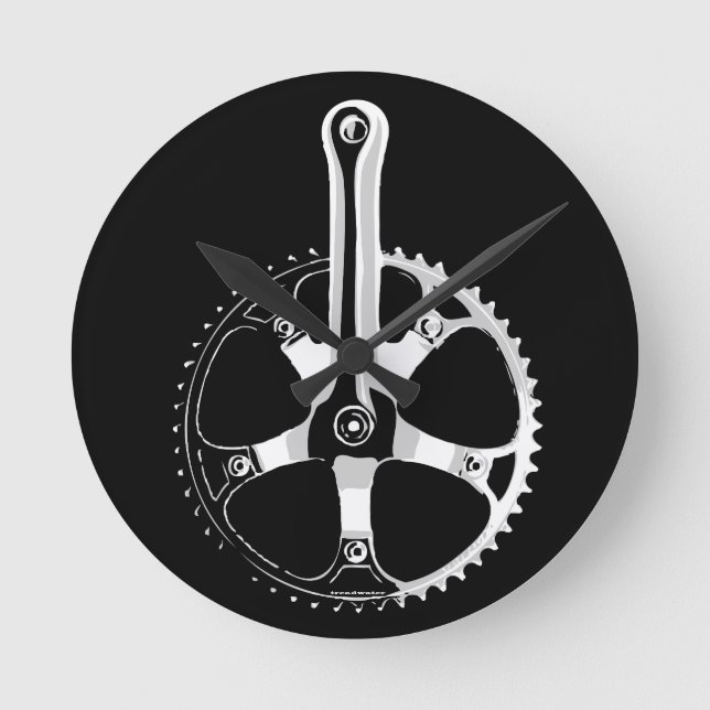 Pista Bicycle Crankset - white on black Round Clock (Front)