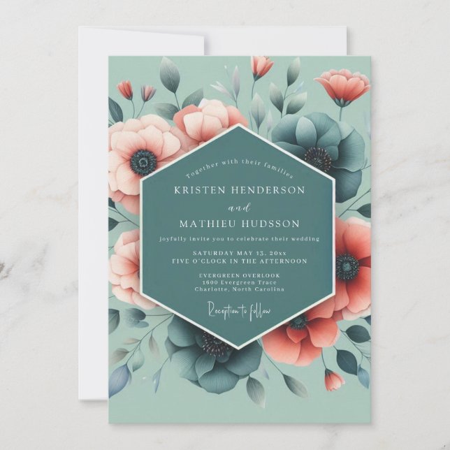 Pistachio Bold Botanical Wedding Invitation (Front)