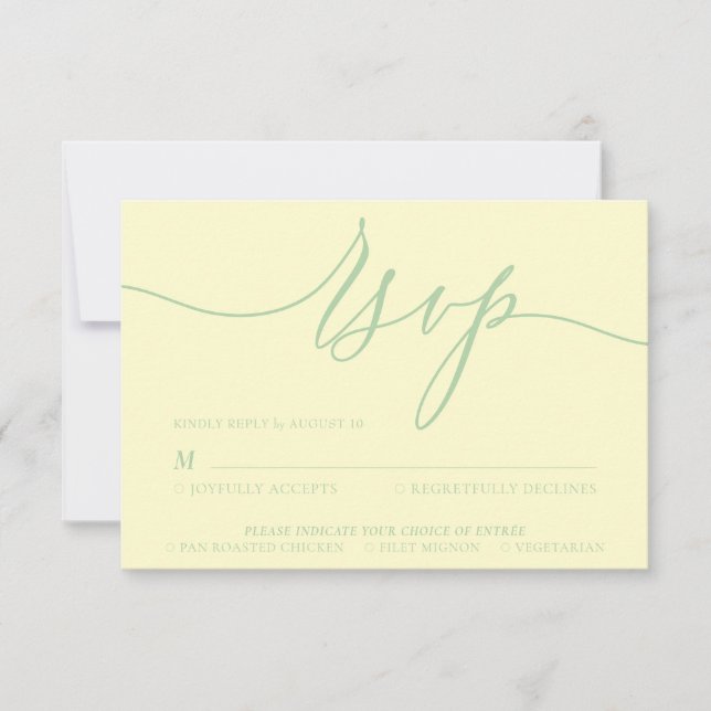 Pistachio & Cream Minimal Modern RSVP Card (Front)