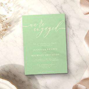 Pistachio & Cream Simple Minimal We are Engaged Invitation