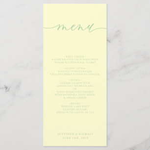 Pistachio Cream Simple Script Wedding Dinner Menu