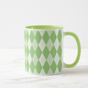 Pistachio Green Argyle Pale Green Small Diamond Sh Mug