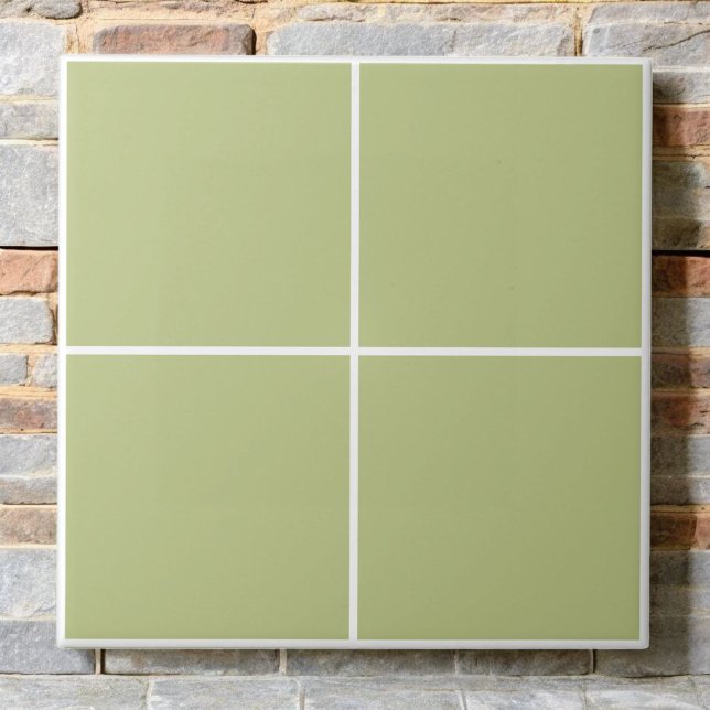 Pistachio Green Chequered Monochrome Minimalist  Ceramic Tile (Creator Uploaded)