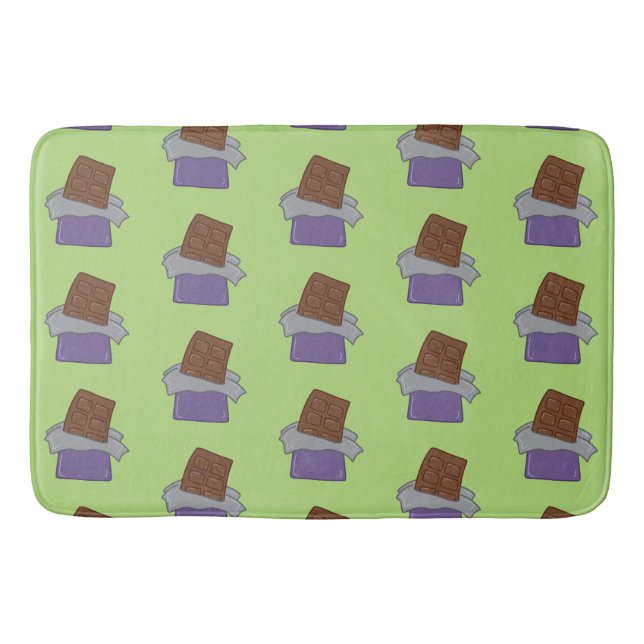 Pistachio Green Chocolate Bars Bath Mat (Front)