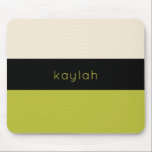 Pistachio Green Colour Block Pattern with Name Mouse Pad<br><div class="desc">A trendy minimalist design with a fresh colour block pattern in bright pistachio green,  black,  and sand beige. Personalise with your name or other desired text. This design is available in a variety of colour combinations.</div>