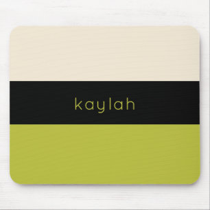 Pistachio Green Colour Block Pattern with Name Mouse Pad