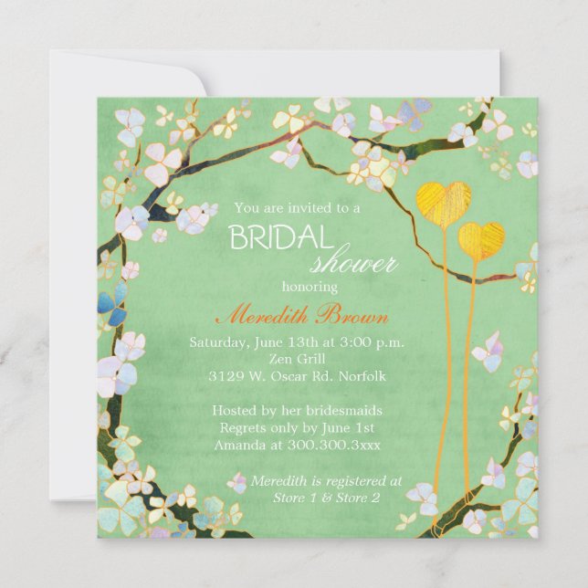 Pistachio Green Floral Bridal Shower Invitation (Front)