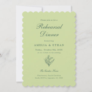 Pistachio Green Lily Rehearsal Dinner Invitation
