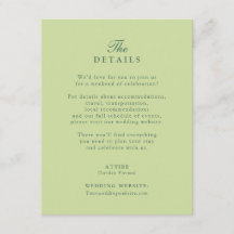 Pistachio Green Lily Wedding Details Card
